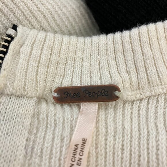 Free People Womens Linen Blend Sweater Knit Dress Color Block XS Zip Back Boho - Picture 7 of 9